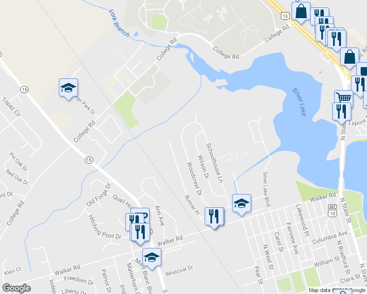 map of restaurants, bars, coffee shops, grocery stores, and more near 0 State 8 in Dover