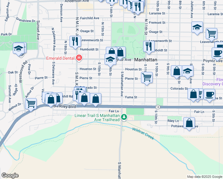 map of restaurants, bars, coffee shops, grocery stores, and more near 401 South 14th Street in Manhattan