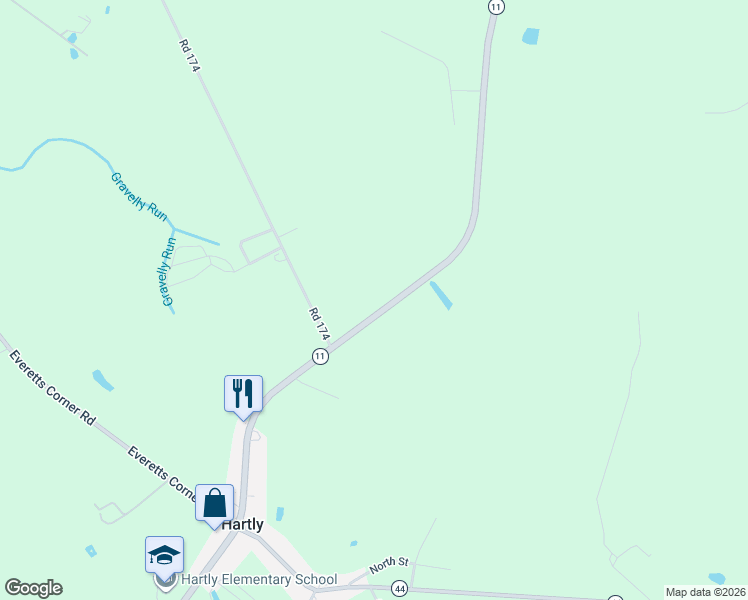 map of restaurants, bars, coffee shops, grocery stores, and more near 3491 Arthursville Road in Hartly