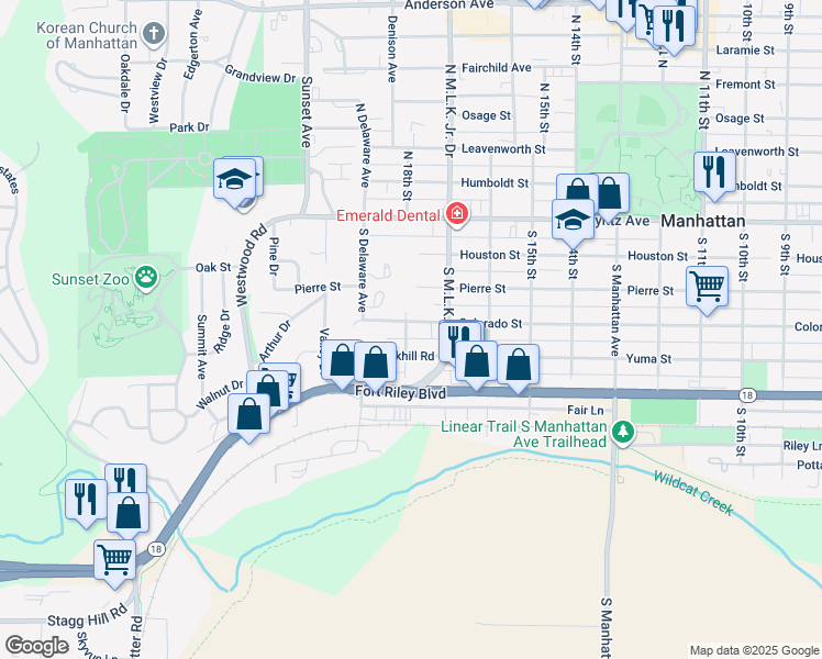 map of restaurants, bars, coffee shops, grocery stores, and more near 403 South 18th Street in Manhattan