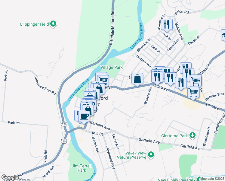 map of restaurants, bars, coffee shops, grocery stores, and more near 886 Wallace Avenue in Milford