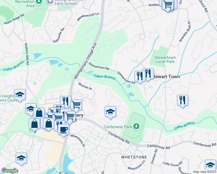 map of restaurants, bars, coffee shops, grocery stores, and more near 19541 Transhire Road in Gaithersburg