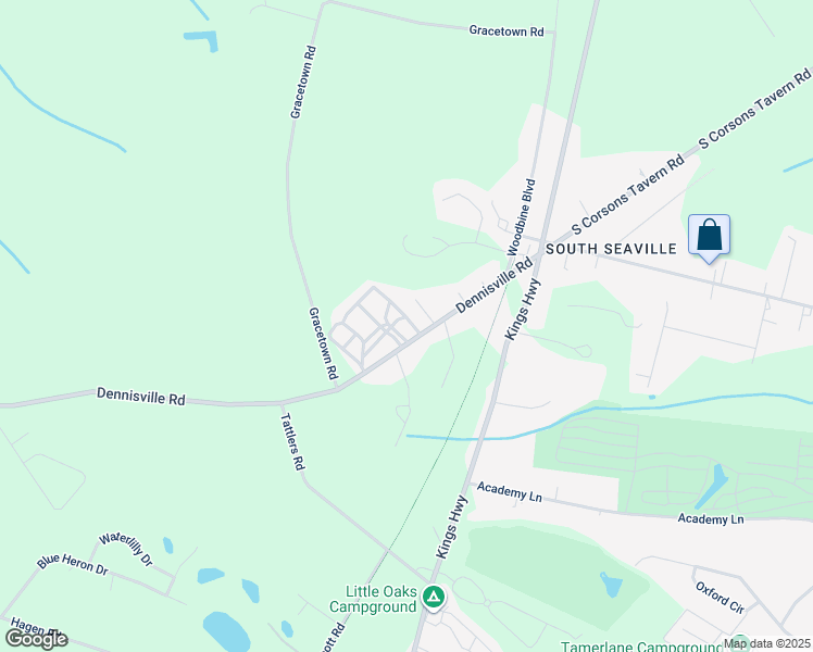map of restaurants, bars, coffee shops, grocery stores, and more near 188 Dennisville Road in Dennis
