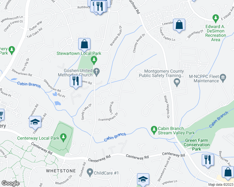 map of restaurants, bars, coffee shops, grocery stores, and more near 9001 Turtle Dove Lane in Gaithersburg
