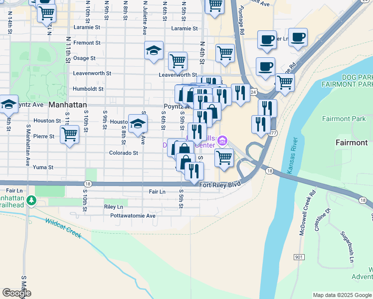 map of restaurants, bars, coffee shops, grocery stores, and more near 302 South 4th Street in Manhattan