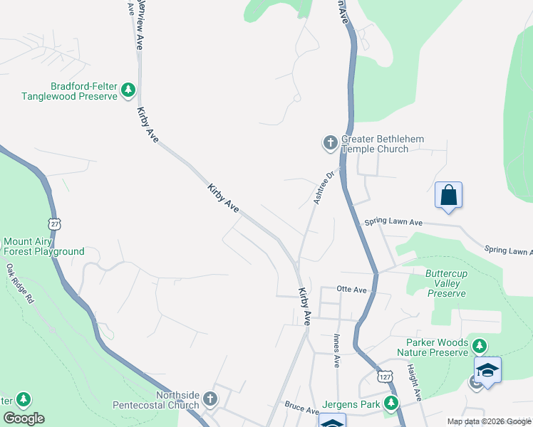map of restaurants, bars, coffee shops, grocery stores, and more near 1754 Monterey Court in Cincinnati