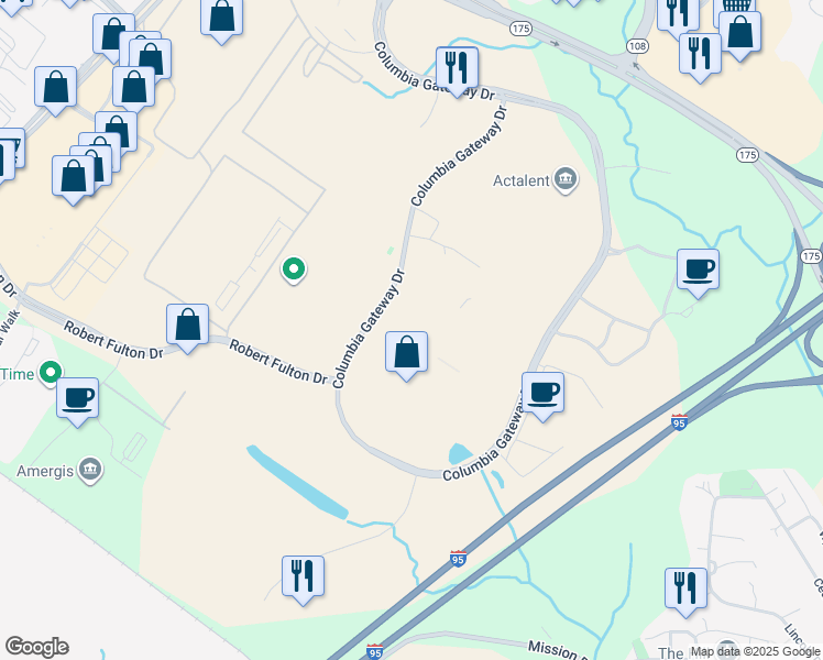 map of restaurants, bars, coffee shops, grocery stores, and more near 7130 Columbia Gateway Drive in Columbia