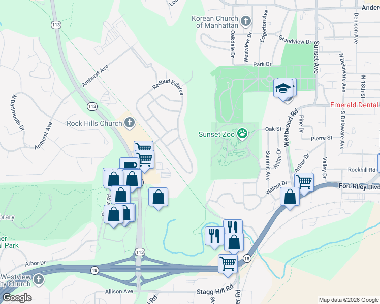 map of restaurants, bars, coffee shops, grocery stores, and more near 31-70 Redbud Estates in Manhattan