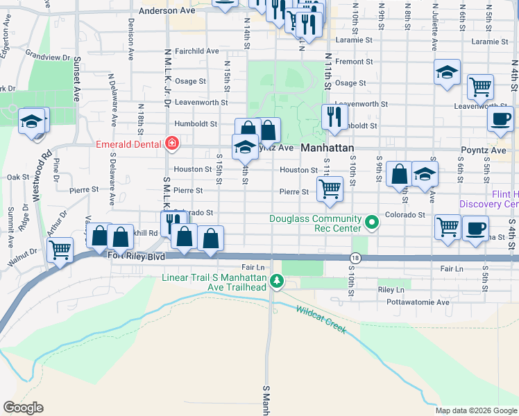 map of restaurants, bars, coffee shops, grocery stores, and more near 1311 Pierre Street in Manhattan