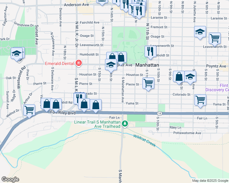 map of restaurants, bars, coffee shops, grocery stores, and more near 1311 Pierre Street in Manhattan