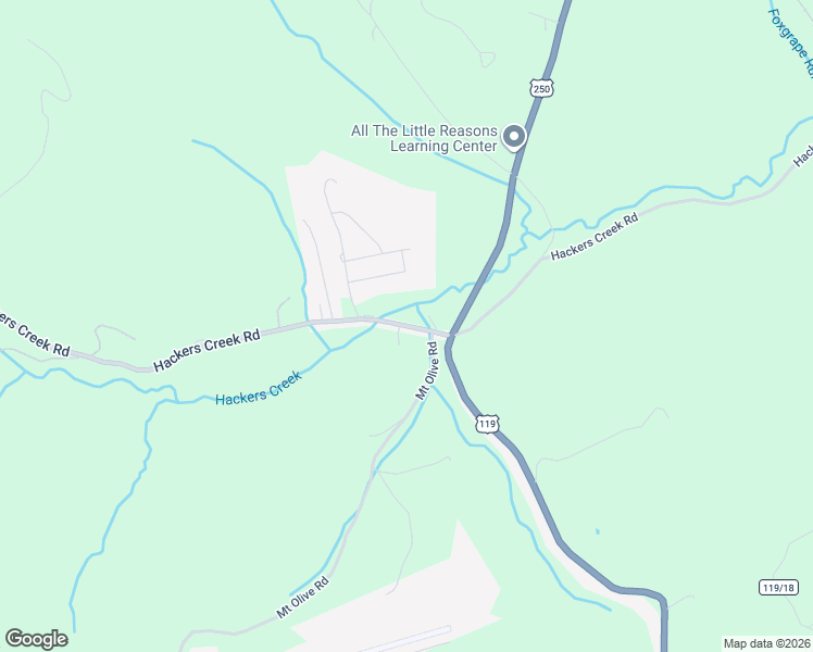 map of restaurants, bars, coffee shops, grocery stores, and more near Hackers Creek Road in Philippi