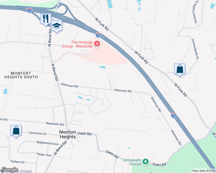 map of restaurants, bars, coffee shops, grocery stores, and more near 5123 Leslies Woods Court in Cincinnati
