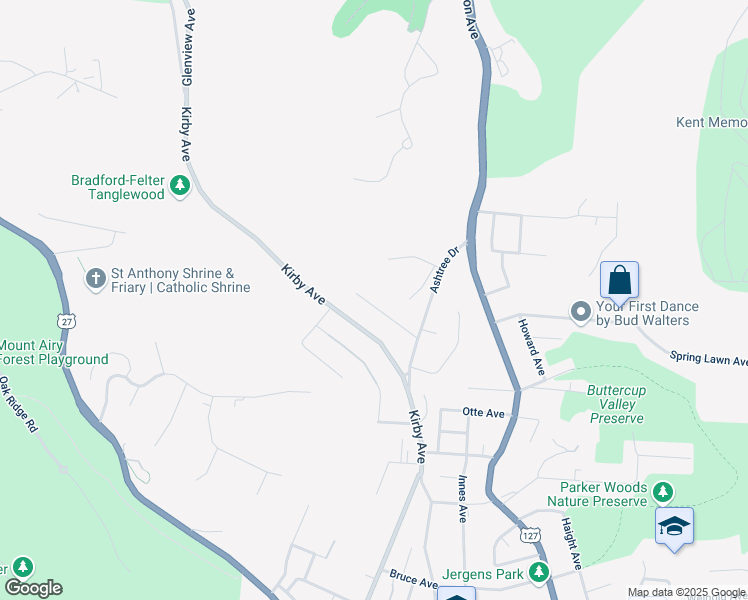 map of restaurants, bars, coffee shops, grocery stores, and more near 1754 Monterey Court in Cincinnati