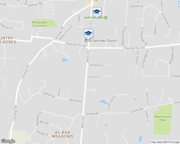 map of restaurants, bars, coffee shops, grocery stores, and more near 6100 Miami Road in Cincinnati