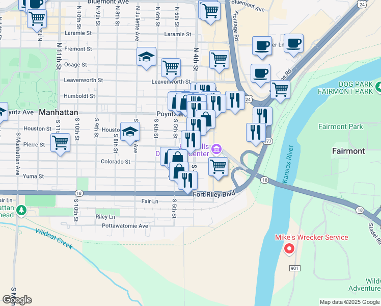 map of restaurants, bars, coffee shops, grocery stores, and more near 302 South 4th Street in Manhattan