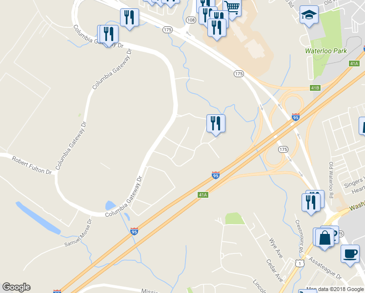 map of restaurants, bars, coffee shops, grocery stores, and more near 6828 Benjamin Franklin Drive in Columbia