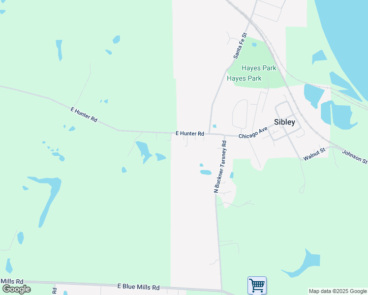 map of restaurants, bars, coffee shops, grocery stores, and more near 110A East Hunter Road in Sibley