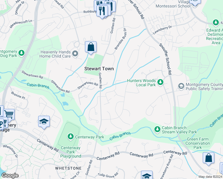 map of restaurants, bars, coffee shops, grocery stores, and more near 9117 Turtle Dove Lane in Gaithersburg