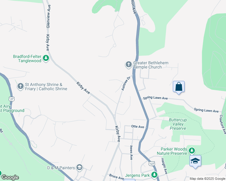 map of restaurants, bars, coffee shops, grocery stores, and more near 1717 Casey Drive in Cincinnati
