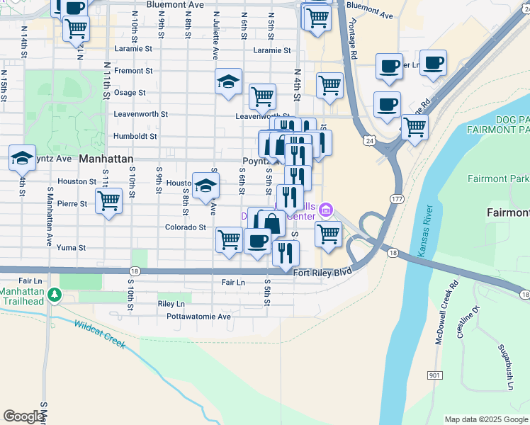 map of restaurants, bars, coffee shops, grocery stores, and more near 509 Pierre Street in Manhattan