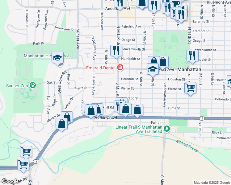 map of restaurants, bars, coffee shops, grocery stores, and more near 310 South 17th Street in Manhattan