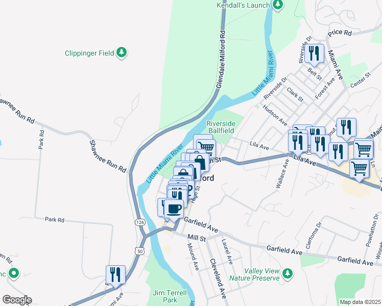 map of restaurants, bars, coffee shops, grocery stores, and more near 111 Victor Stier Drive in Milford