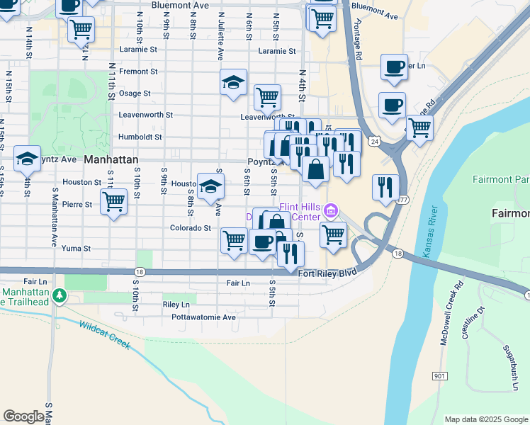 map of restaurants, bars, coffee shops, grocery stores, and more near in Manhattan
