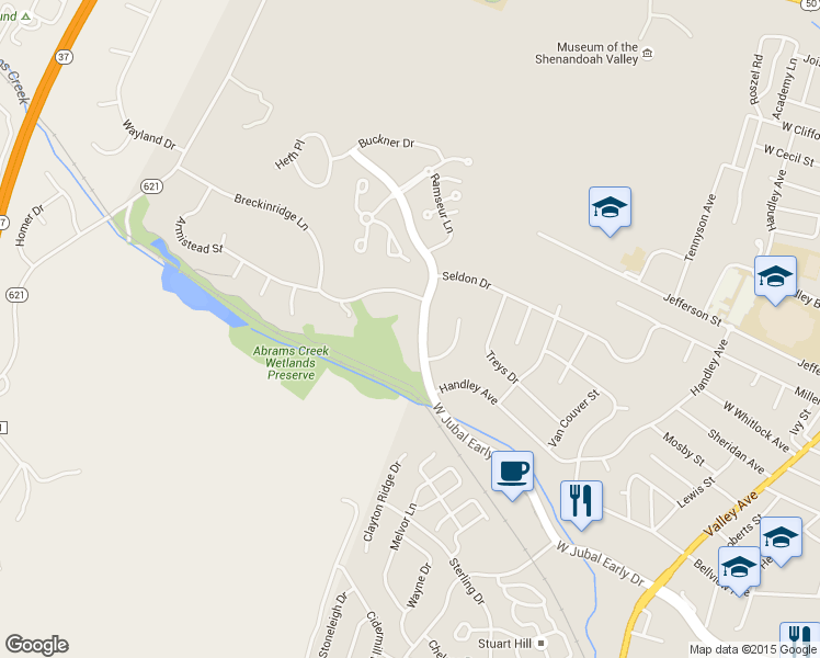 map of restaurants, bars, coffee shops, grocery stores, and more near 1533 Meadow Branch Avenue in Winchester