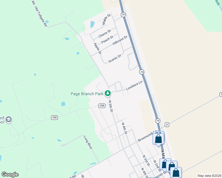 map of restaurants, bars, coffee shops, grocery stores, and more near 410 Tammy Drive in Elsberry