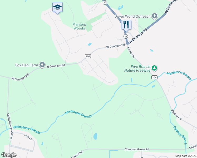 map of restaurants, bars, coffee shops, grocery stores, and more near 205 Forty Nine Pines Drive in Dover
