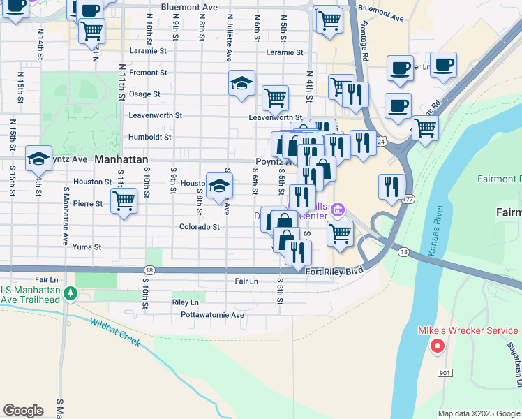 map of restaurants, bars, coffee shops, grocery stores, and more near 527 Pierre Street in Manhattan