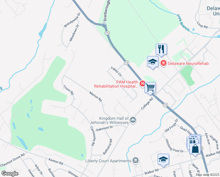 map of restaurants, bars, coffee shops, grocery stores, and more near 22 Opal Place in Dover