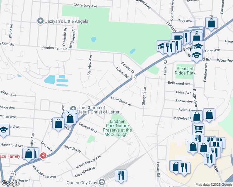 map of restaurants, bars, coffee shops, grocery stores, and more near 5666 Montgomery Road in Cincinnati