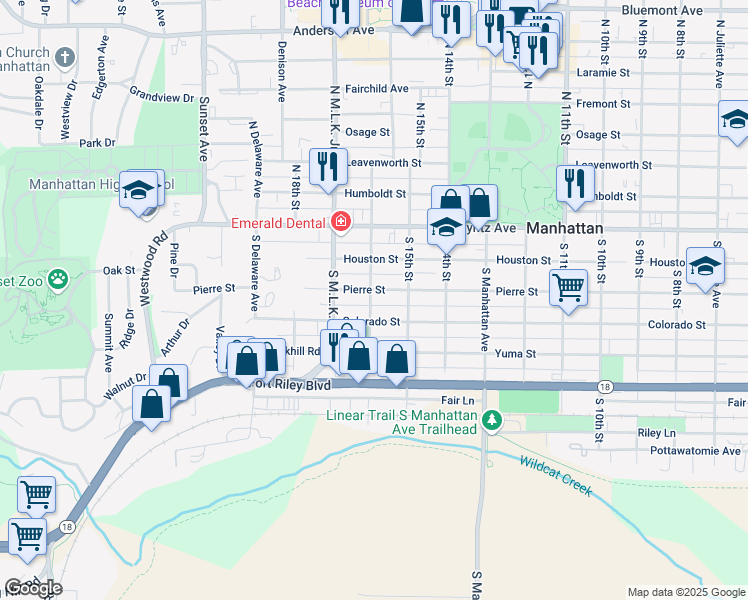 map of restaurants, bars, coffee shops, grocery stores, and more near 1605 Pierre Street in Manhattan
