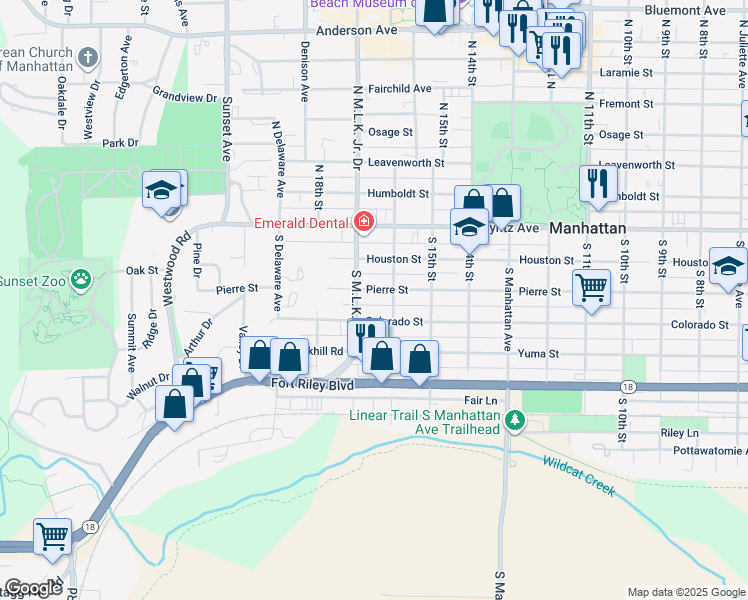 map of restaurants, bars, coffee shops, grocery stores, and more near 1605 Pierre Street in Manhattan