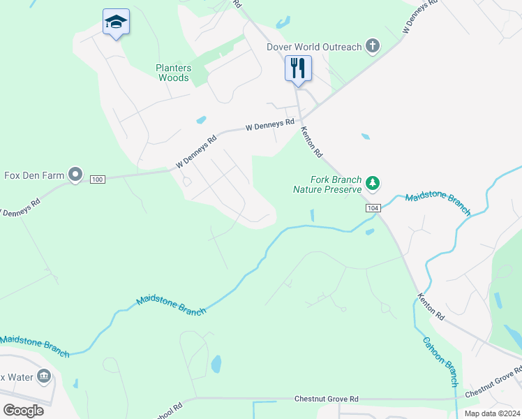 map of restaurants, bars, coffee shops, grocery stores, and more near 344 Forty Nine Pines Drive in Dover