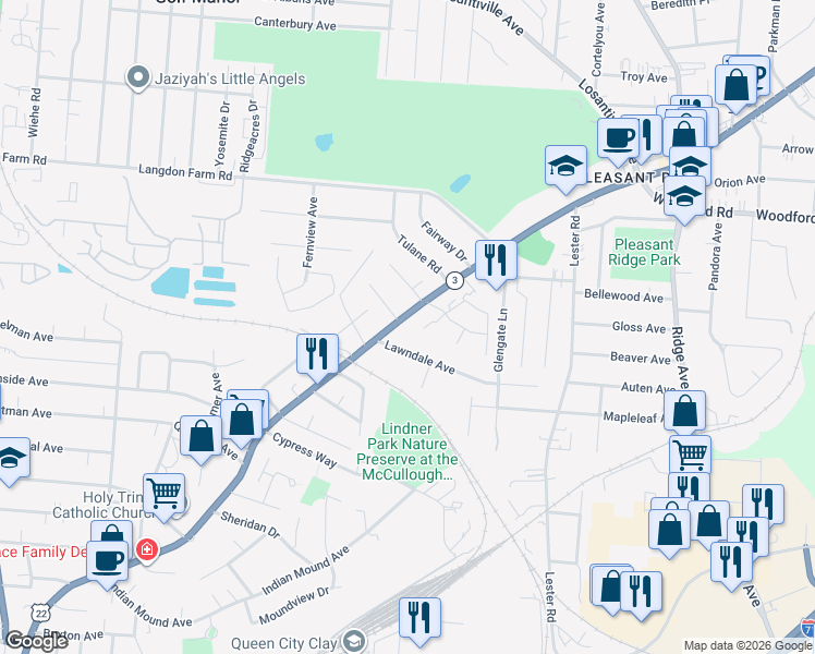 map of restaurants, bars, coffee shops, grocery stores, and more near 5666 Montgomery Road in Cincinnati