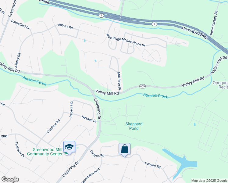 map of restaurants, bars, coffee shops, grocery stores, and more near 1133 Valley Mill Road in Winchester
