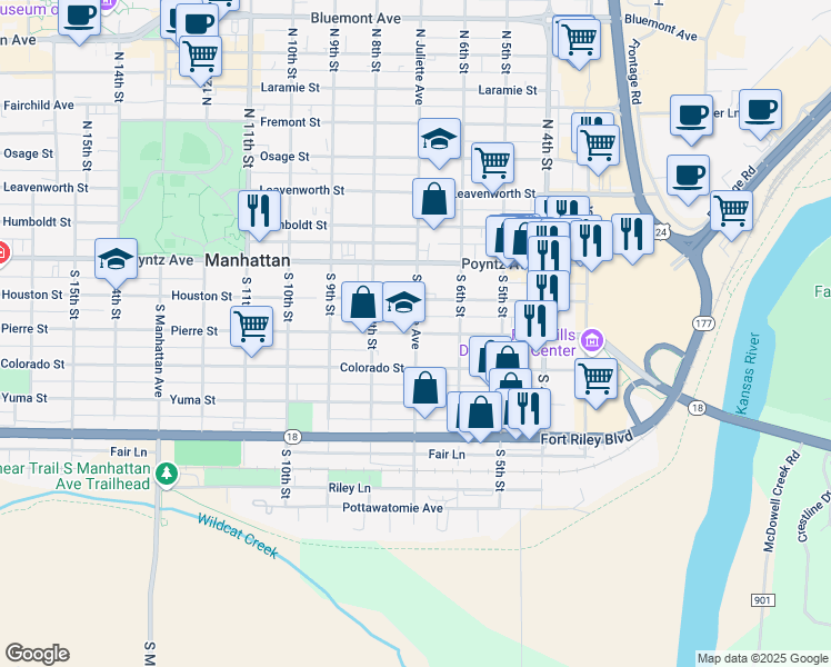 map of restaurants, bars, coffee shops, grocery stores, and more near 306 South Juliette Avenue in Manhattan