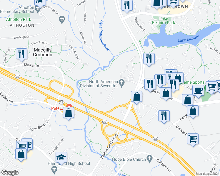 map of restaurants, bars, coffee shops, grocery stores, and more near 9770 Patuxent Woods Drive in Columbia