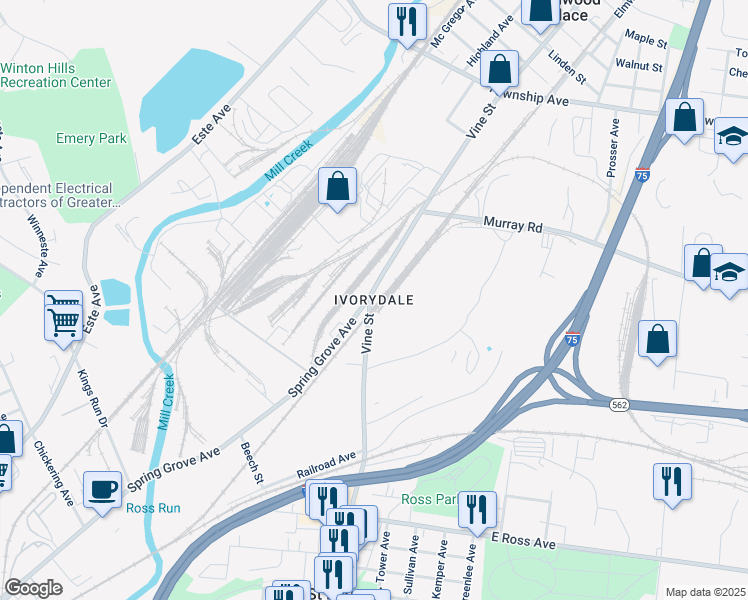 map of restaurants, bars, coffee shops, grocery stores, and more near in Saint Bernard