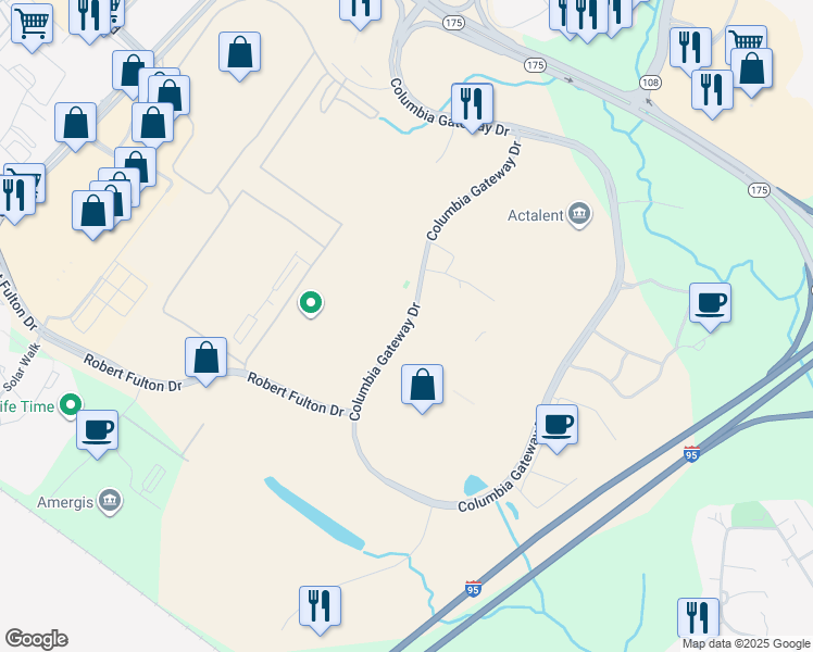 map of restaurants, bars, coffee shops, grocery stores, and more near 7130 Columbia Gateway Drive in Columbia