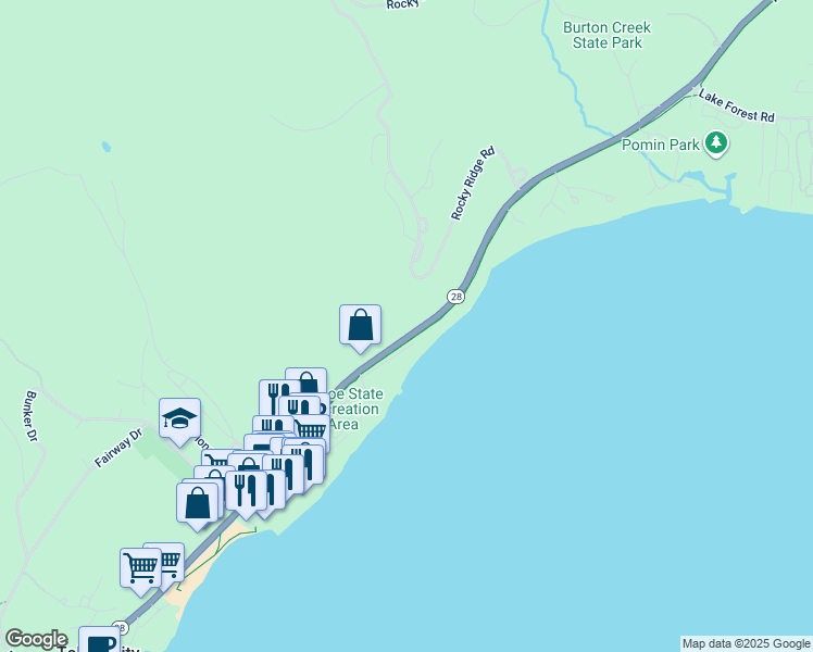 map of restaurants, bars, coffee shops, grocery stores, and more near 1345 North Lake Boulevard in Tahoe City