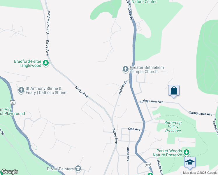 map of restaurants, bars, coffee shops, grocery stores, and more near 1717 Casey Drive in Cincinnati
