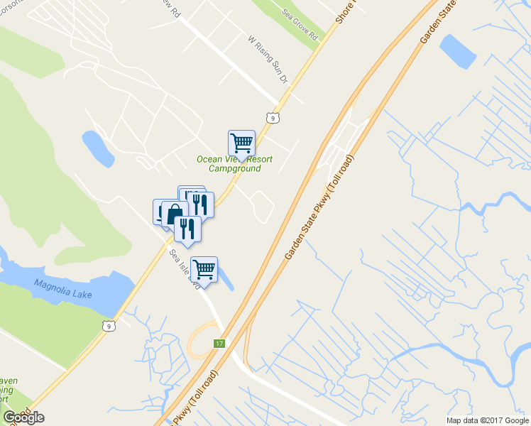 map of restaurants, bars, coffee shops, grocery stores, and more near 52 Ocean View Drive in Ocean View