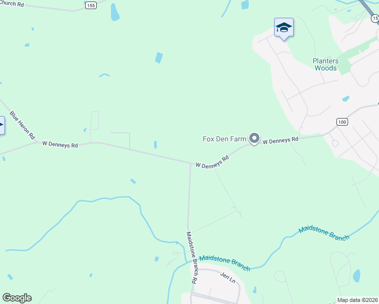 map of restaurants, bars, coffee shops, grocery stores, and more near 2475 West Denneys Road in Dover