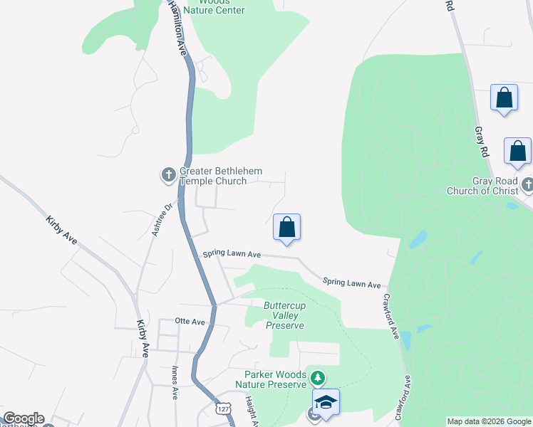 map of restaurants, bars, coffee shops, grocery stores, and more near 4715 Hassman Court in Cincinnati