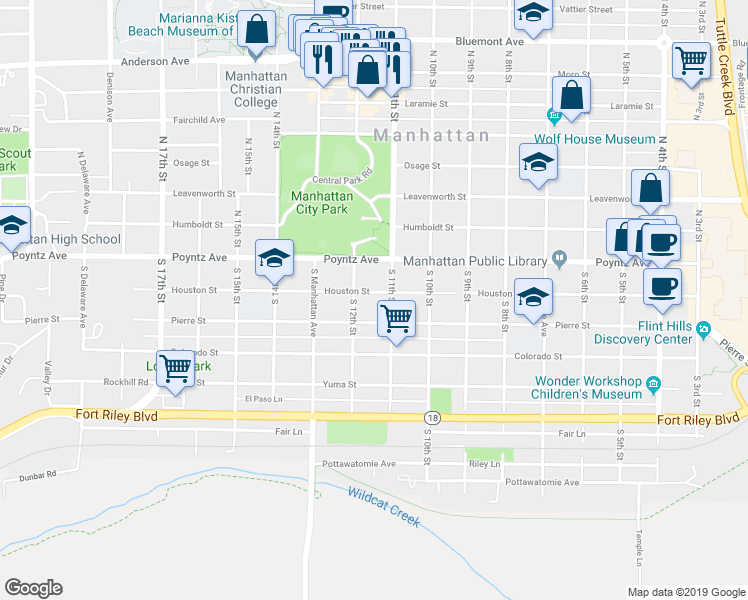 map of restaurants, bars, coffee shops, grocery stores, and more near in Manhattan