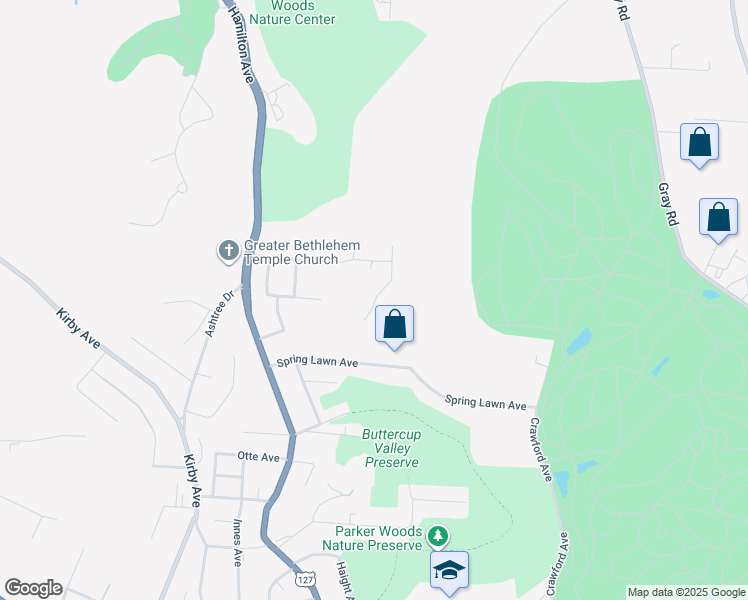 map of restaurants, bars, coffee shops, grocery stores, and more near 4715 Hassman Court in Cincinnati