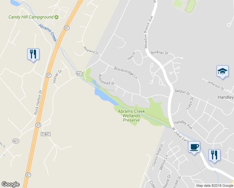map of restaurants, bars, coffee shops, grocery stores, and more near 1512 Stone House Court in Winchester